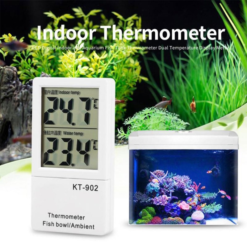 TopHomer Digitales Aquarium-Thermometer mit LCD-Display, 2-in-1-Aquarium-Thermometer, Innentemperatursensor für Ozeanarium, Zuhause