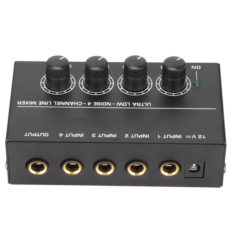4 Channel Line Mixer Stereo Compact Low Noise Adjustable Volume