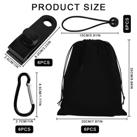 Portable Weight Bag for Outdoor Gazebo Curtains, Tablecloth Weight Bag, 6 Weight Pockets, 6 Carabiners, 6 Clips and 6 Elastic Ropes, Suitable for Attaching Tents, Tablecloths