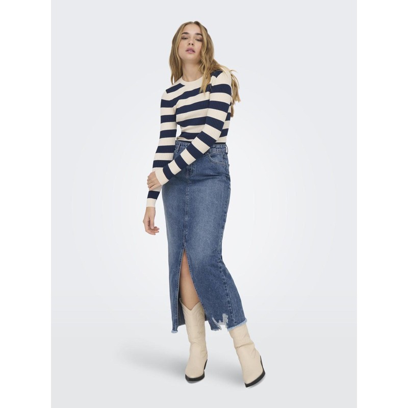 ONLY ONLEmma Life Women's Midi Jeans Skirt with Slit and