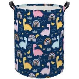 TIBAOLOVER Dinosaur Kids Laundry Basket Baby Hamper Rainbow Toy Storage Bin for Boys Room Decor Baby Nursery Hamper Gift Baskets for Bedroom Bathroom(Rainbow Dinosaur)