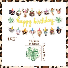 Jungle Birthday Party Decoration Happy Birthday Banner Safari Jungle Animal Banner for Party Supplies Theme Festival Decoration
