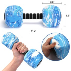 2Pack Water Dumbbells, Aquatic Exercise Dumbbells, EVA Foam Barbells for Men Women Youth Water Workouts (Blue+White)