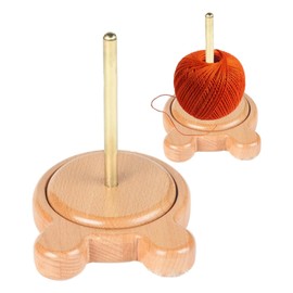 Samcos Yarn Holder, Rotating Type, Natural Wood, Yarn Storage Stand, Convenient Knitting Goods, Smooth Rotation Design, No Tangles, Hand Knitting, Space Saving Storage, Handmade Knitting Tools (Brown)