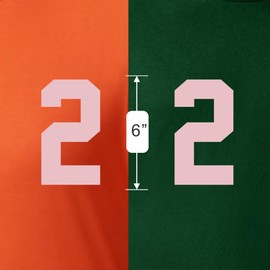 6" Magenta -Toned Iron On Jersey Numbers for Sports T-Shirts – Perfect for Football, Baseball, Basketball, and Team Uniforms | Heat Transfer (Style A) (Light Pink 2)