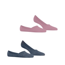 Burlington Women's Everyday Multipack W In Cotton No-Show Plain 2 Pairs Liner Socks, Pink Powder 8493, 5.5-6.5