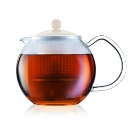 Bodum Assam Tea Press with Glass Handle and Coloured Plastic Lid, 1.5 L (51 oz) - Off White