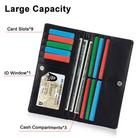HUA ANGEL Bifold Wallets, Slim Long Wallet for Women RFID Blocking Ultra Thin Credit Card Holder Ladies Clutch Purse Billfold