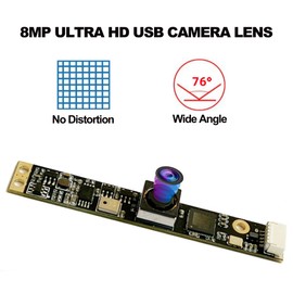 RQG 8MP USB Camera Module, IMX179 Fixed Focus 4K Lightburn Camera with Microphone, Embedded UVC Drive-Free USB 2.0 Camera Webcam for Laser Engraver Security PC Raspberry Pi