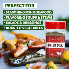 Eastanbul Dill Weed, 2.5oz Dried Dill Weed, Eneldo En Povlo, Pure, Freshly Cut, Sifted, Mediterranean Seasoning, Exquisitely Fragrant, Pairs with Salads, Dips, Soups, Seafood and More