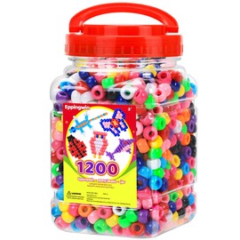 Eppingwin 1200pcs Pony Beads for Bracelets, Classic Colors Kandi Beads for Hair Braids, Easy Storage Pony Bead for Jewelry Making