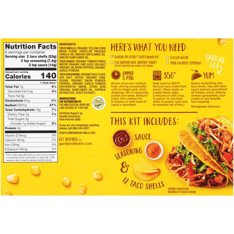 Garden of Eatin', Yellow Corn Taco Shells, Dinner Kit, 12