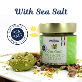 Pistachio Cream with Sea Salt, Sicilian Sweet & Salty Pistachio Spread, 7 oz (200g), Sweet Pistachio Butter, Product of Italy, L’Oro Del Sud