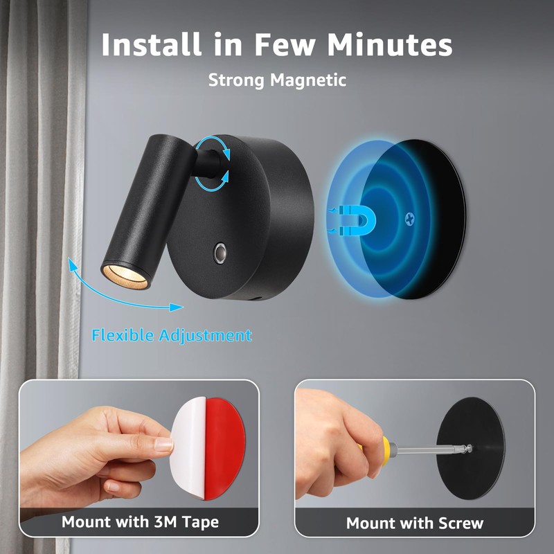 URTOM 3CCT LED Wireless Spotlight Indoor Rechargeable Picture Lights Battery