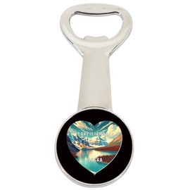 Lake Iliamna Alaska Travel Souvenir Destination Heart Shape Design Magnetic Bottle Opener Single