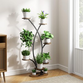 NUNUDA Plant Stand Indoor with Grow Light - 8 Tiered Corner Shelf for Indoor Plants, 57" Tall Plant Shelf with Lights for Indoor Growing , Sturdy Metal Plant Rack for Living Room,Balcony,Patio