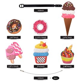 VIOCIWUO Ice Cream Luggage Tags 6 Pcs Colorful Cute Silicone Luggage Tag for Suitcases Schoolbag Travel Tags Summer Beach Holiday Baggage Tags ID Labels