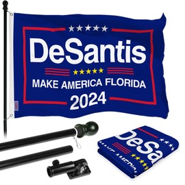 G128 Combo Pack: 6 Ft Aluminum Spinning Flagpole (Black) & DeSantis Election Make America Florida Flag 3x5 Ft, LiteWeave Pro Series Printed 150D Polyester | Pole with Flag Included