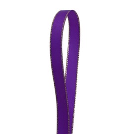 QIANF - Cinta de raso doble cara con borde dorado, color morado 3/8 pulgadas x 50 m