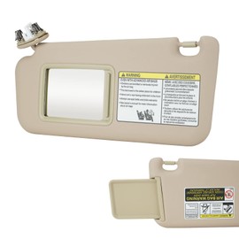 Youxmoto Beige Left Driver Side Sun Visor Replacement for Toyota RAV4 2006 2007 2008 2009 2010 2011 2012 2013, 74320-42501-B2, with Mirror and Light Cable