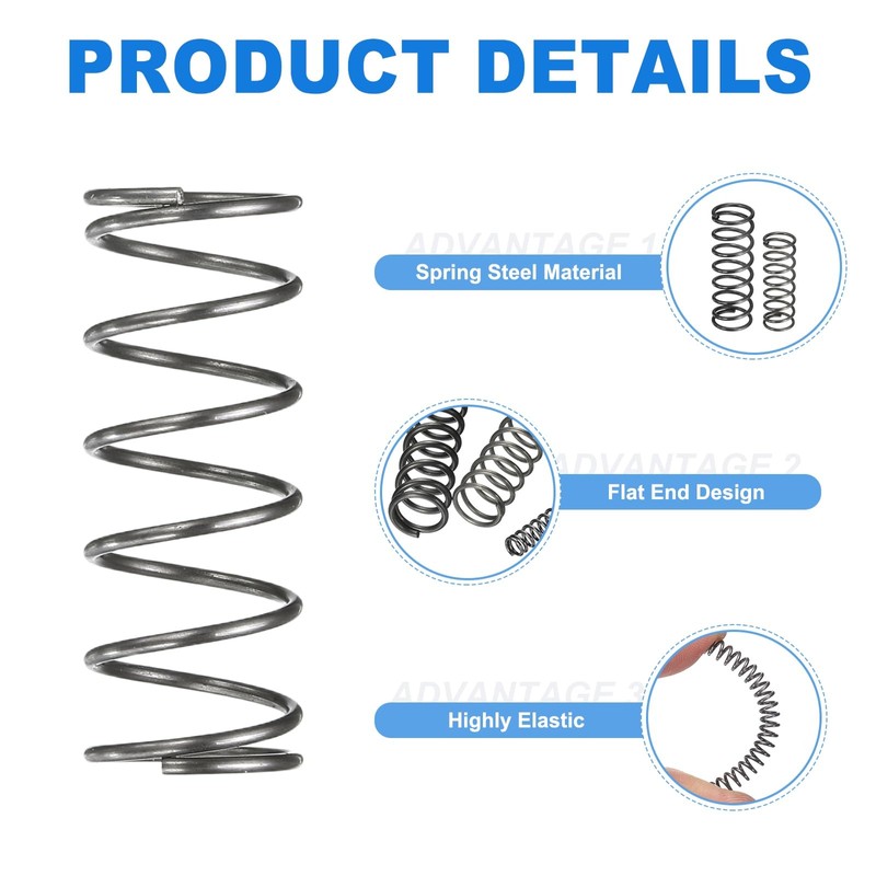 sourcing map 10Pcs Compression Spring, 10mm OD, 0.8mm Wire Size,