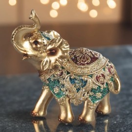 4.25"H Thai Elephant in Green Figurine Ornament Home Decor Unique Gift