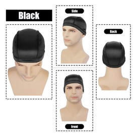 2PCS Silky Wave Caps for Men Waves, Good Compression Caps Over Durags for 360 Waves, Large Size Caps Suitable for Big Skull & Adults Braids, Ideal Gifts for Farther's Day (Black+Gold)