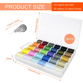 RENKE 30 Color Handy Polyester Sewing Threads,Cotton Thread,Durable and Plentiful Supply for Your Sewing Needs(45 m / 50 yds Each roll)