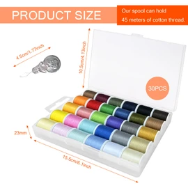 RENKE 30 Color Handy Polyester Sewing Threads,Cotton Thread,Durable and Plentiful Supply for Your Sewing Needs(45 m / 50 yds Each roll)