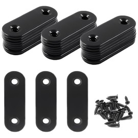 COYUN Pack of 20 Flat Connectors Black Stainless Steel Wooden Connectors Small with 40 Screws Connecting Plate Metal Connector for Wooden Furniture Fixing, Wooden Chairs, Bookshelves, Cabinets