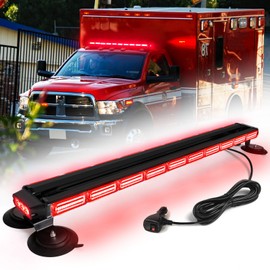 LRTER 42" 206 LED Rooftop Strobe Flashing Light Bar Double Side Emergency Hazard Warning Beacon Lights w/Magnetic Base for Safety Construction Vehicles Trucks Pickup Snowplow
