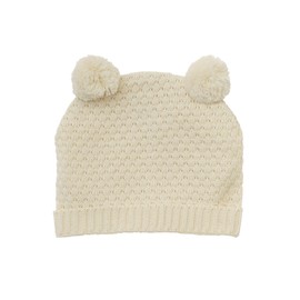 Heless 480 Doll Clothes Made of 100% Organic Cotton, 2-Piece Knitting Set with Bobble Hat and Knitted Shoes in Ecru for Dolls and Cuddly Toys Size 35-45 cm