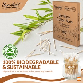 600PCS Bamboo Cotton Buds | Cotton Buds Biodegradable | Cotton Ear Buds for Ear Cleaning | Cotton Wool Buds for Makeup Application | Cotton Bud for Cotton Swabs Ear Sticks