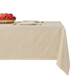SANLEHAUSE Rectangular Tablecloth Washable, Beige Tablecloths 155x180cm Linen, Easy-care Tablecloth Linen Look, Hand-punched, for Living Room, Dining Room, Balcony, Garden