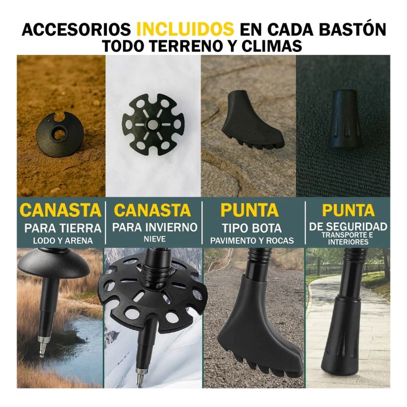 Bastones Senderismo Ajustables Aluminio Plegables 2 Pzas. Color Par Mango