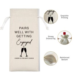 Arosedmo Wedding Wine Bag Gift for New Couples Newlyweds, Engagement Gifts for Couples, Bride and Groom, Mr and Mrs Marriage Wedding Gifts, Burlap Wine Bottle Cover Bag