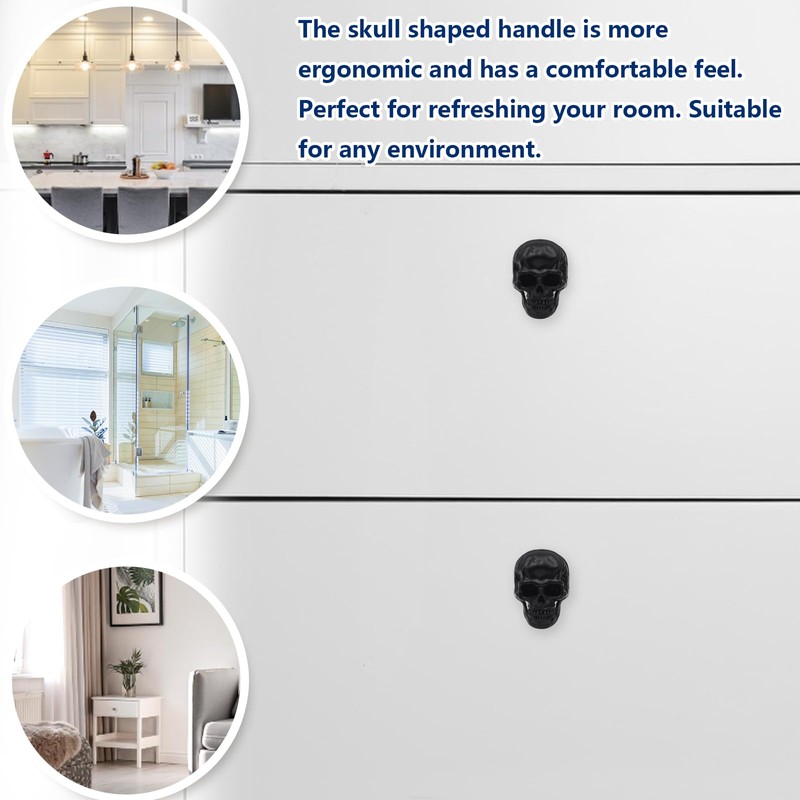 FANYUN 4 Pack Skull Skeleton Cabinets Knobs, Single Hole Pull