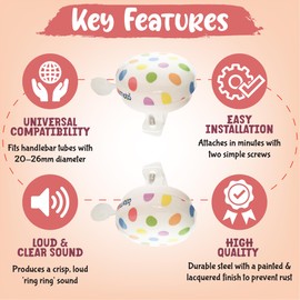 Kiddimoto Bike Bell for Kids Adults Girls Boys 75DB Bike Handlebar Childrens Bicycle Bell Loud Sound Cycling Bell Scooter and Mountain Bike Full-Metal