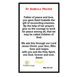 Gifts by Lulee, LLC Saint Isabella of Portugal The Peacemaker Blessed Laminated Italian Holy card with Gold Accents
