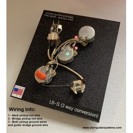 Starr Guitar Systems Gibson L6S wiring harness with 3 way Les Paul switch mod NEW! FREE SHIPPING!