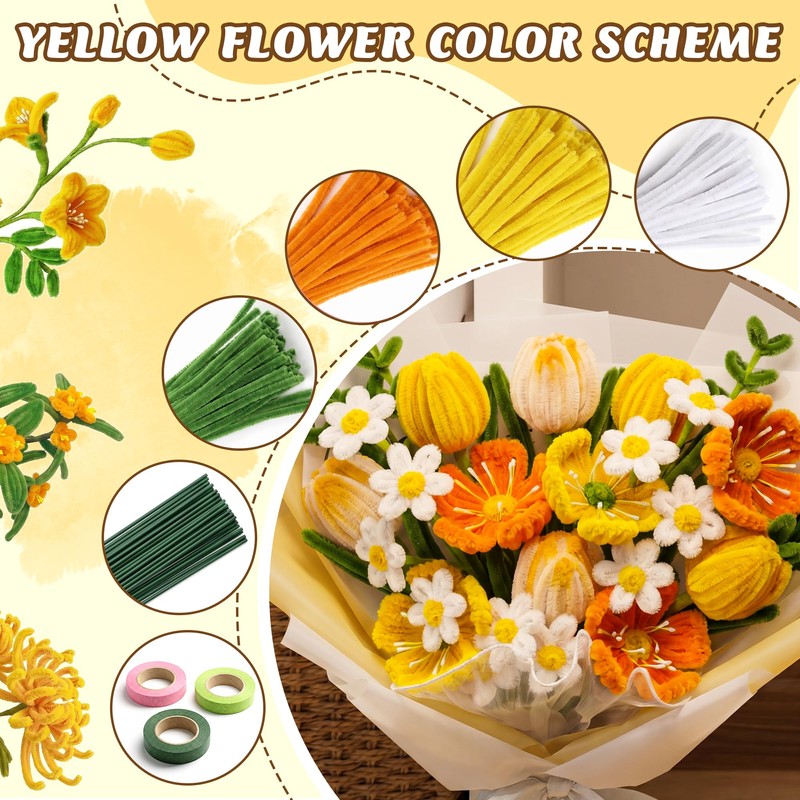Pipe Cleaner Flower Kit, 700PCS Premium Pipe Cleaners Bulk with