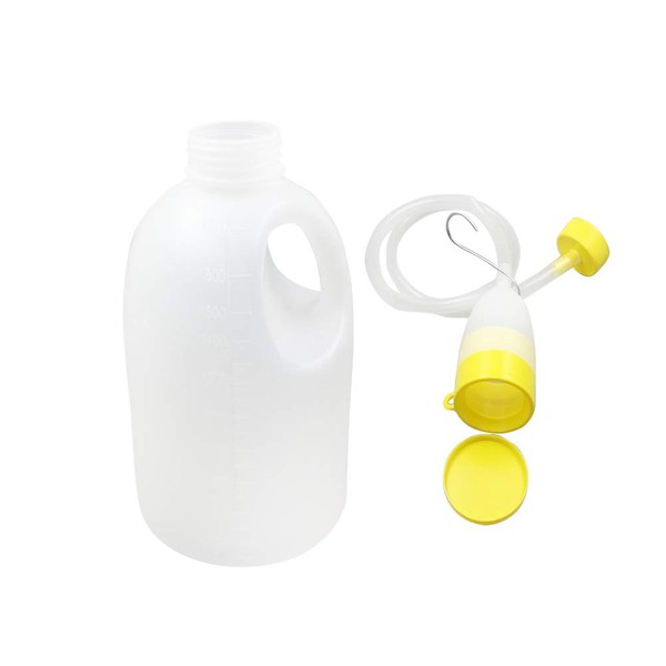 Healifty Mens Urinal Pee Bottle Portable Emergency Toilet with Tube for Elderly Hospital Home Camping Car Travel 1700ML