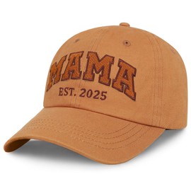 Mama EST 2025 Hat, First Time Mom Gifts, Embroidered Hats for Women, Vintage Washed Unstructured Baseball Cap
