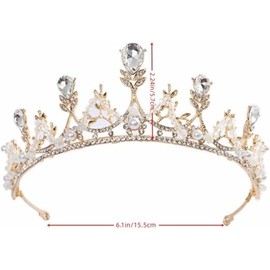 Lovgrin Corona de la Reina de Cristal（oro）,Tiara de Boda Novia,Tiara Corona de Cristal con Diamantes,Fiesta Boda Nupcial Tiara Corona,para Corona Nupcial Proms de Boda Desfiles Niña Princesas Fiesta