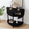 XUZENEST Fluted Half Moon Console Table, Modern Small Entry Table