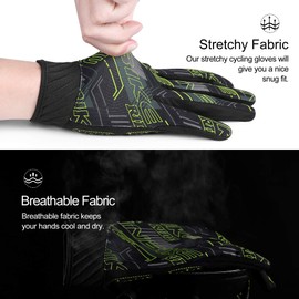 INBIKE Cycling Gloves Men Breathable Bike Gloves Stretchy Touchscreen Padded Biking Bicycle Gloves Green X-Large