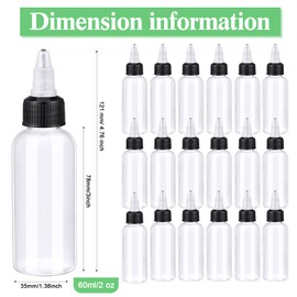 Baderke 48 Pack 2 oz Round Bottles with Twist Caps Small Oil Sauce Ketchup Squeeze Clear Paint Dropper Plastic Bottles with Squeeze for Kitchen Household Home