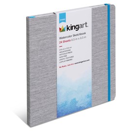 KINGART Watercolor Paper Sketchbook (668-1) 8.5" x 8.5" 24 Pages