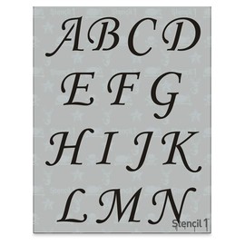 Stencil1 Corsiva Font Stencil 2" Letters - Reusable Premium Quality Mylar Stencils for Painting - Alphabet Letters Stencil Crafts and Decor on Walls Fabric & Furniture Art Craft