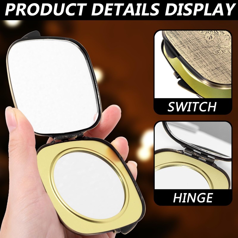 LIKSANGMETALS LIKSANGMETALS Travel Small Compact 1X/2X Mirror - Handheld, Foldable,